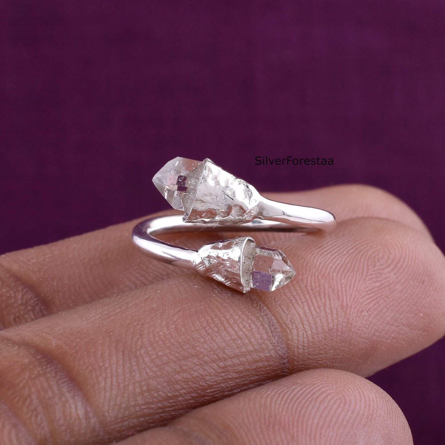 Herkimer Diamond Ring – Handmade Sterling Silver