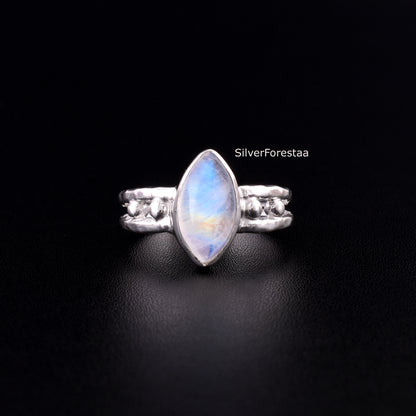 Elegant Rainbow Moonstone Ring – Artisan 925 Silver Jewelry