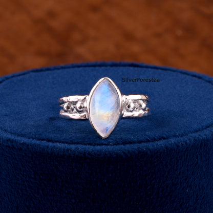Elegant Rainbow Moonstone Ring – Artisan 925 Silver Jewelry