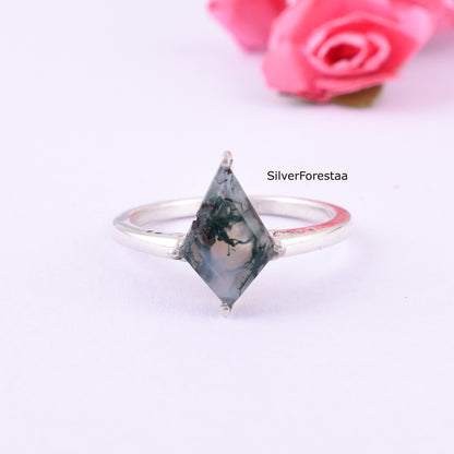 Moss Agate Gemstone Ring – 925 Solid Sterling Silver Design