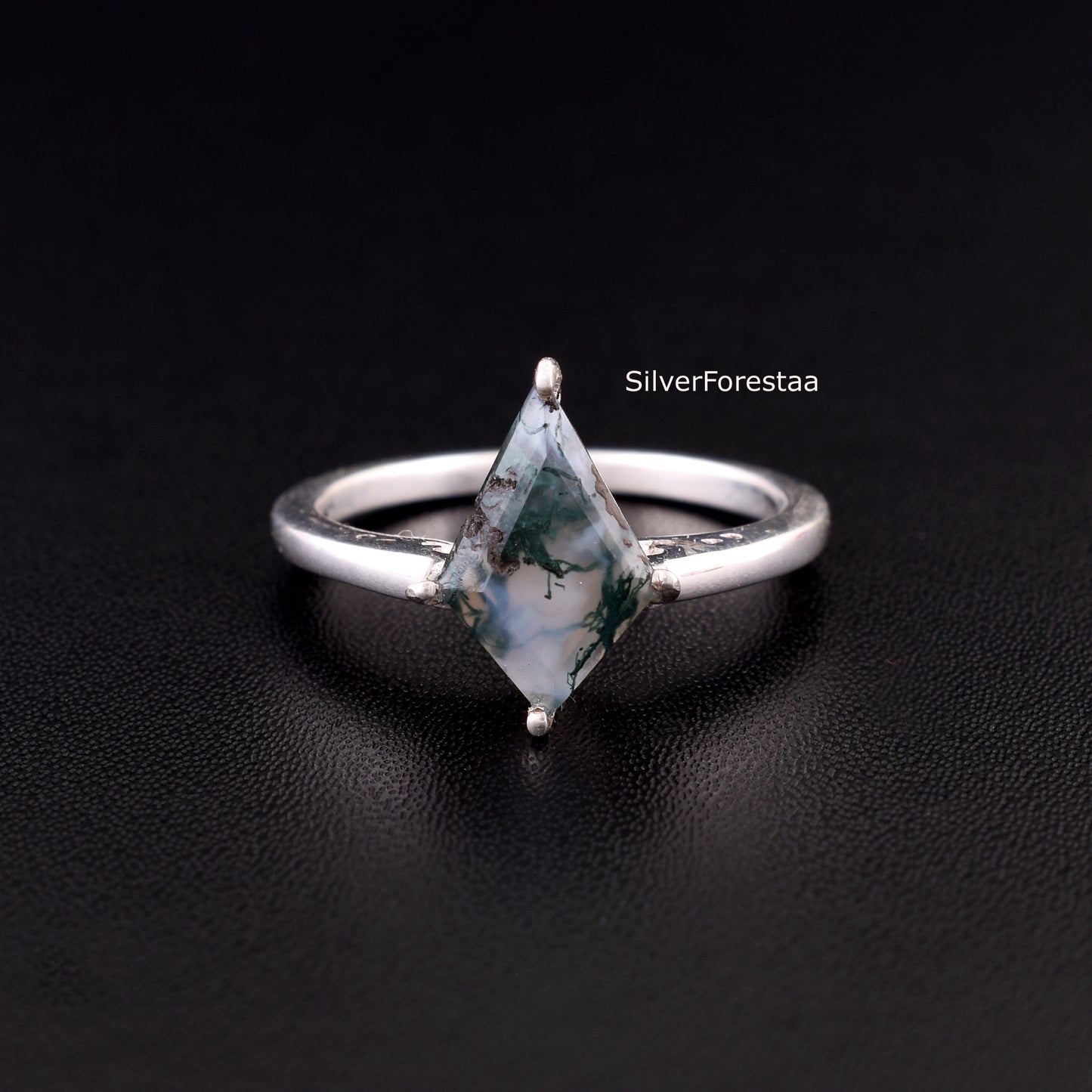 Moss Agate Gemstone Ring – 925 Solid Sterling Silver Design