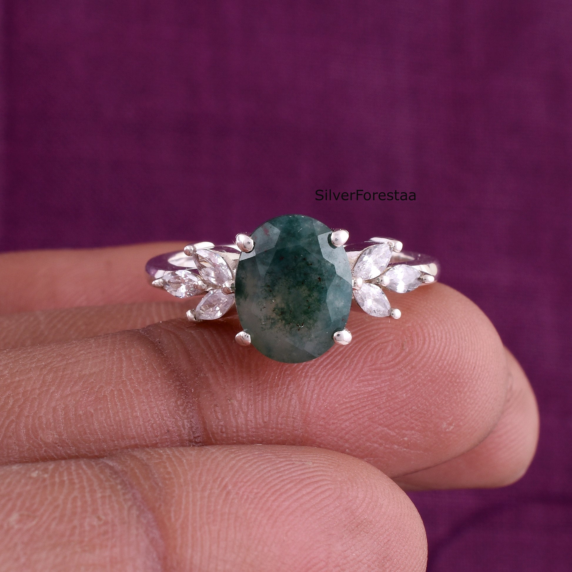 moss agate ring