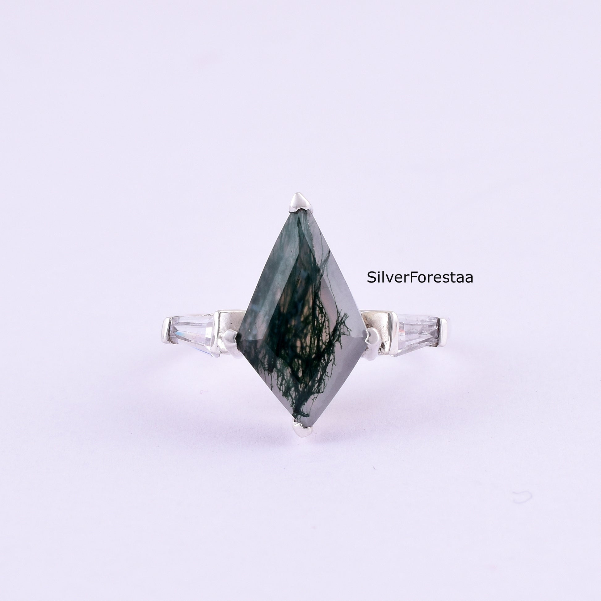 Moss Agate silver ring