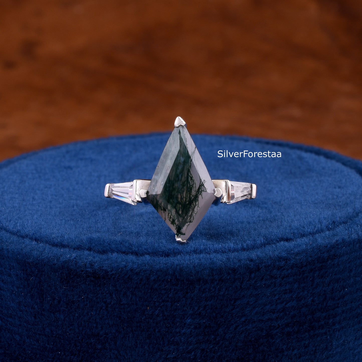 Moss Agate silver ring