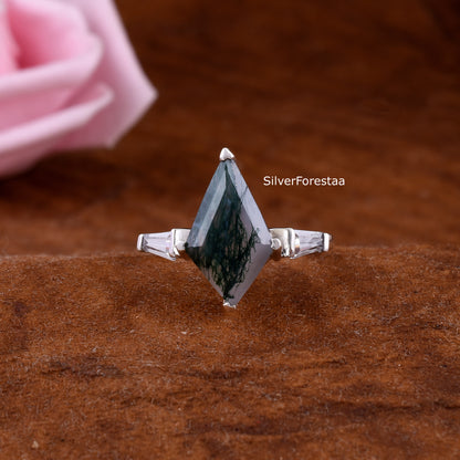 Moss Agate silver ring
