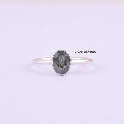 Mystic Green Moss Agate Ring – 925 Silver Artisan Design