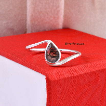 Nature-Inspired Moss Agate Silver Ring – 925 Sterling