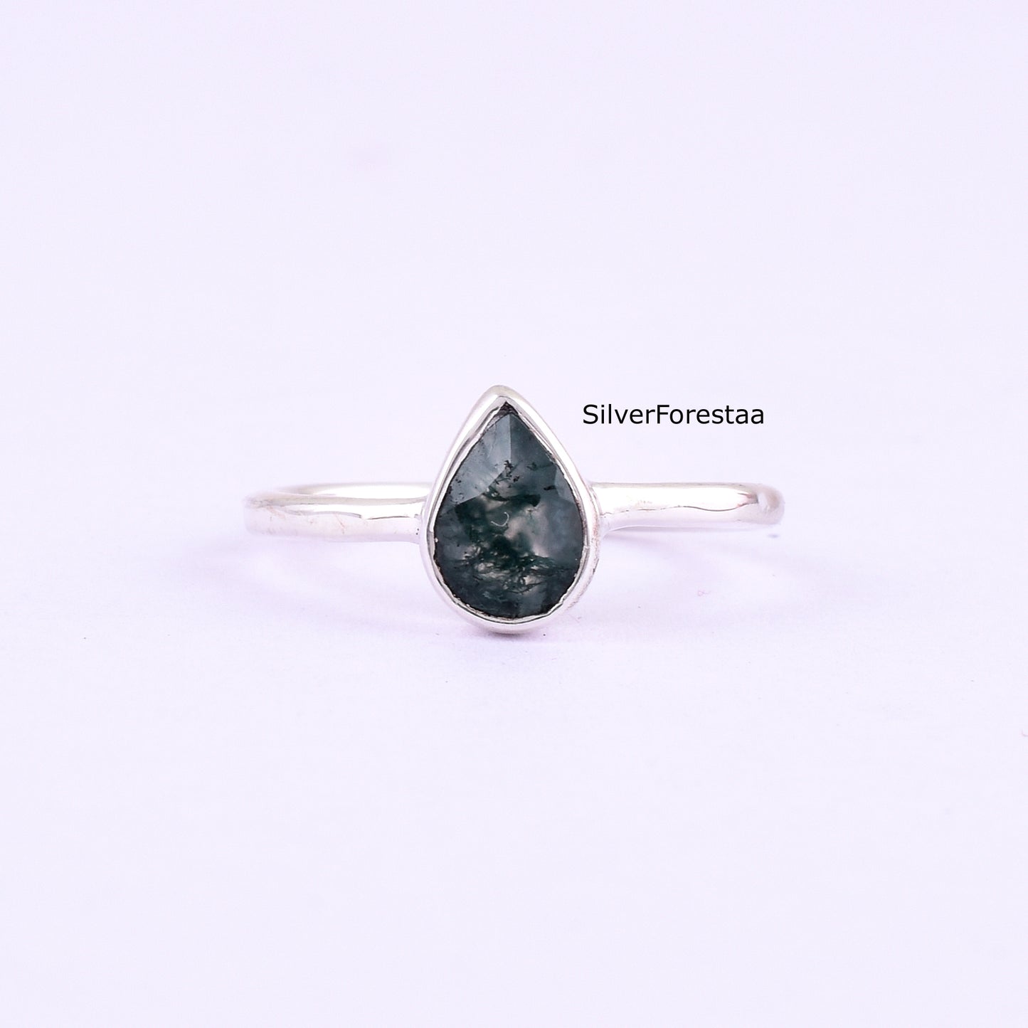 Handcrafted Moss Agate Ring for Women – Sterling Silver Setting