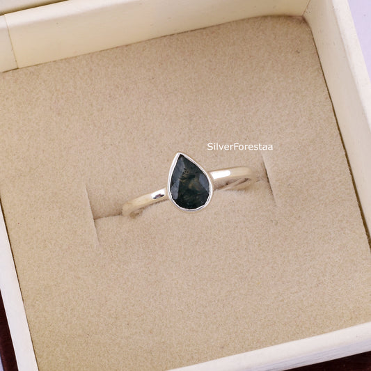 Handcrafted Moss Agate Ring for Women – Sterling Silver Setting