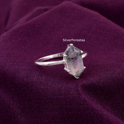 Elegant Moss Agate Gemstone Ring – Solid 925 Silver