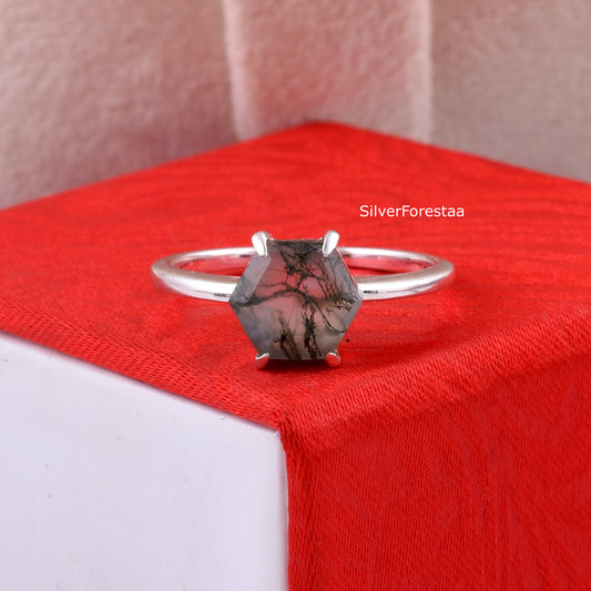 925 Silver Moss Agate Ring – Boho Chic Jewelry