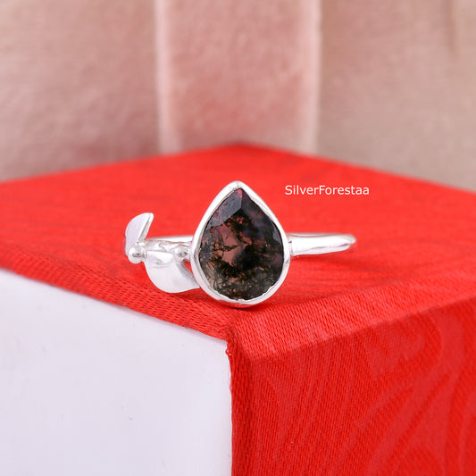 Moss Agate Ring in 925 Sterling Silver – Natural Gemstone Beauty