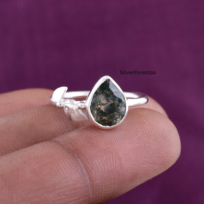 Moss Agate Ring in 925 Sterling Silver – Natural Gemstone Beauty