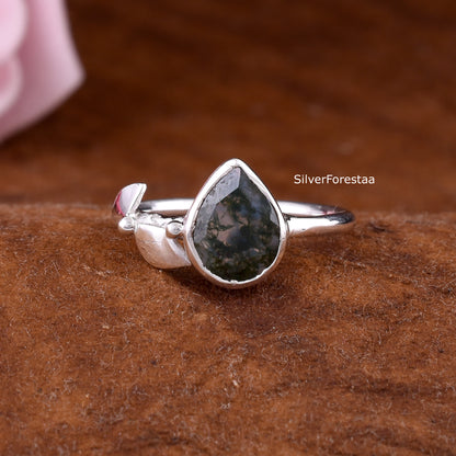 Moss Agate Ring in 925 Sterling Silver – Natural Gemstone Beauty