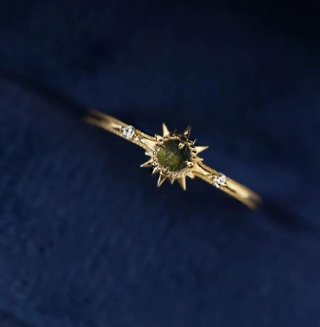 Raw Moldavite Ring | Sterling Silver Promise Ring