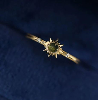 Raw Moldavite Ring | Sterling Silver Promise Ring