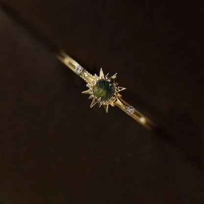 Raw Moldavite Ring | Sterling Silver Promise Ring