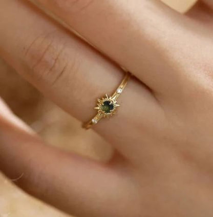 Raw Moldavite Ring | Sterling Silver Promise Ring