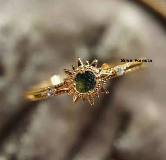 Silverforestaa Moldavite Silver Ring | Exquisite Silver Jewelry