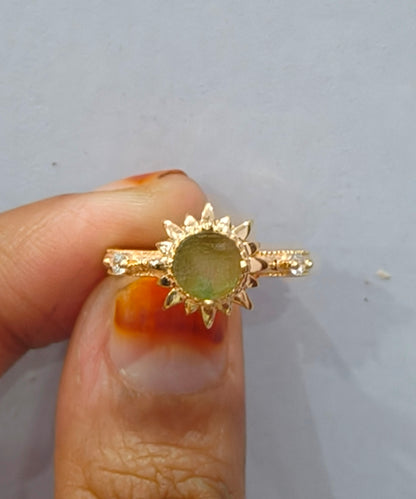 Natural Rough  Moldavite Sunburst Silver Ring - SilverForestaa