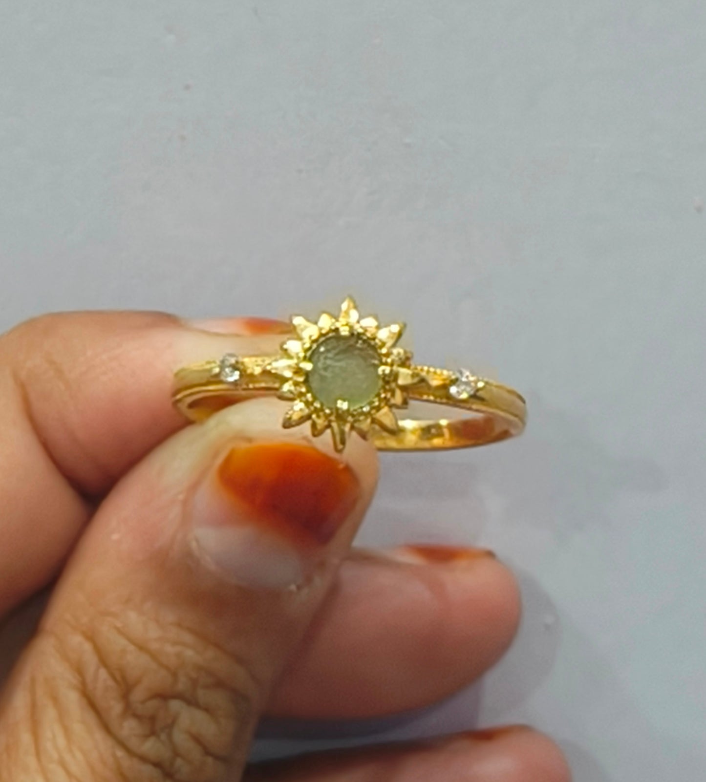 Natural Rough  Moldavite Sunburst Silver Ring - SilverForestaa