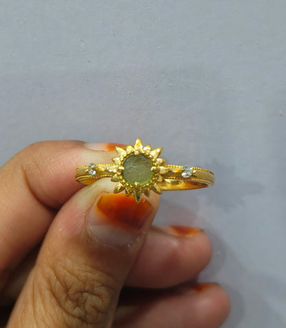 Natural Rough  Moldavite Sunburst Silver Ring - SilverForestaa