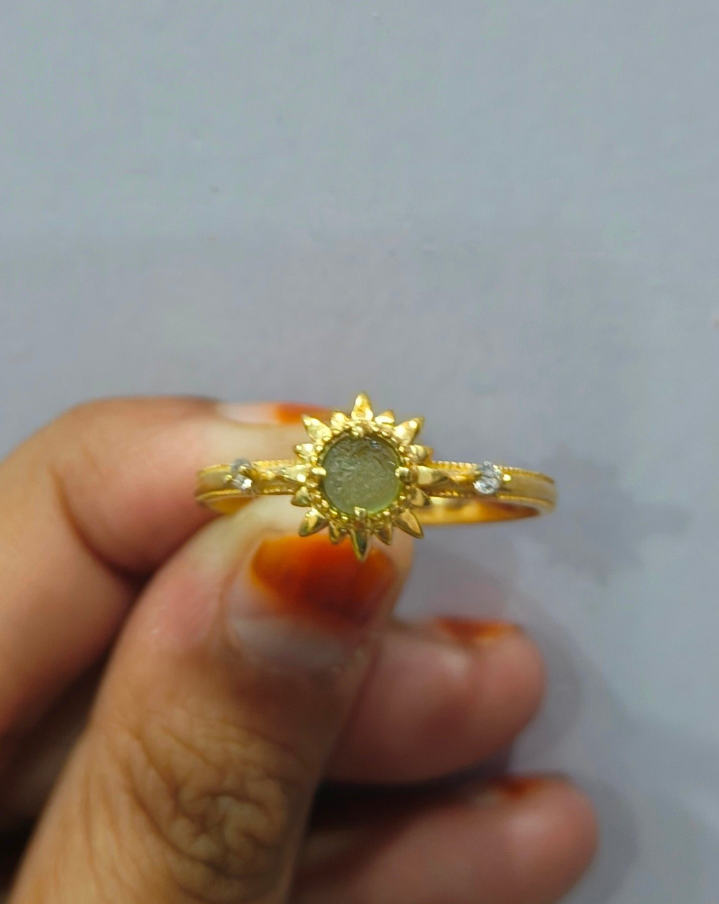 Natural Rough  Moldavite Sunburst Silver Ring - SilverForestaa