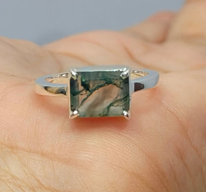 Sterling Silver Moss Agate Ring | Unique Statement Gemstone Jewelry