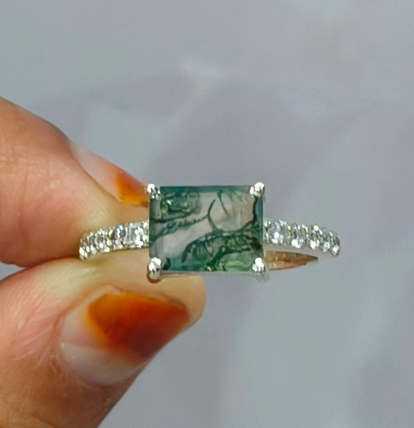 Sterling Silver Moss Agate Ring | Unique Statement Gemstone Jewelry
