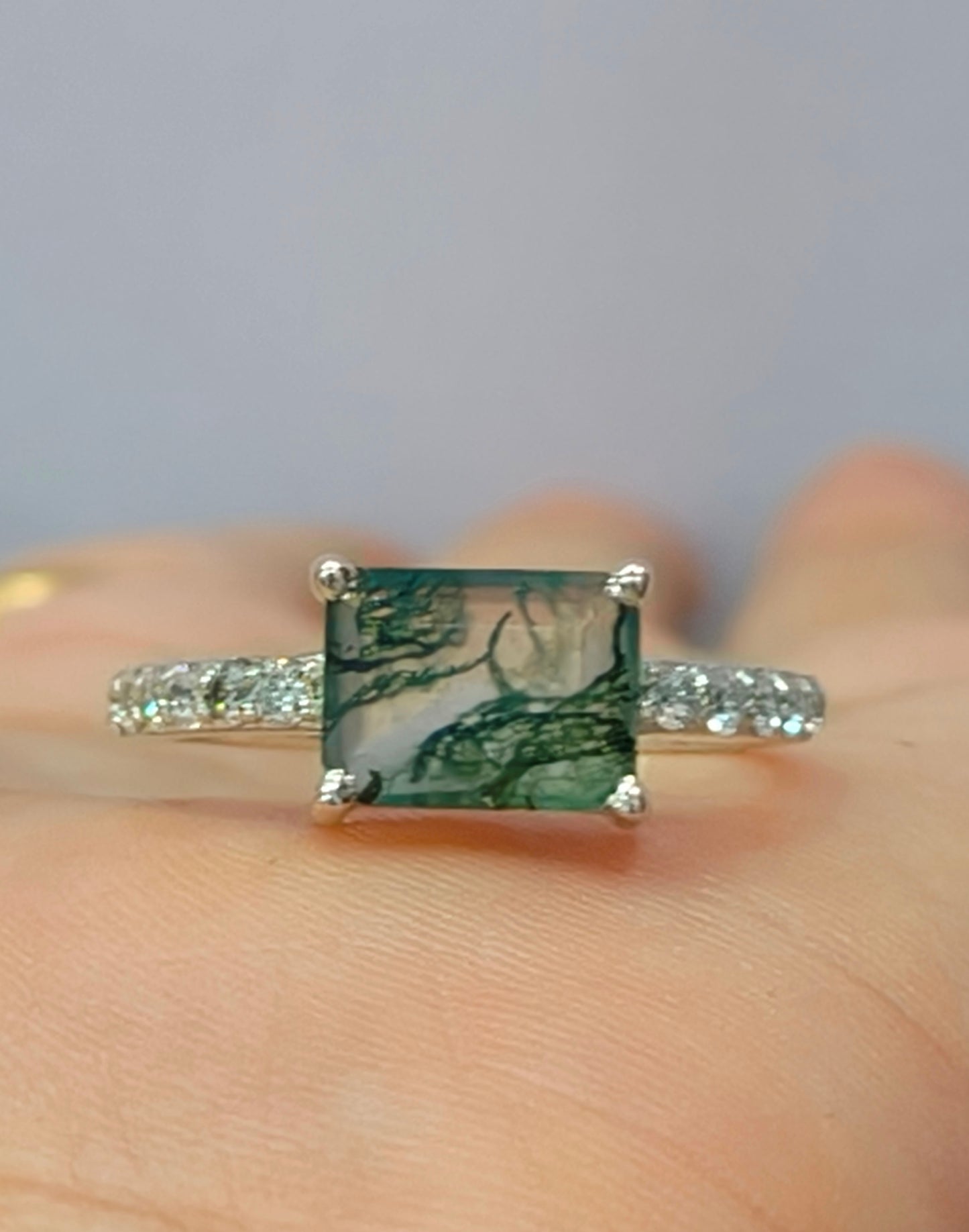 Sterling Silver Moss Agate Ring | Unique Statement Gemstone Jewelry