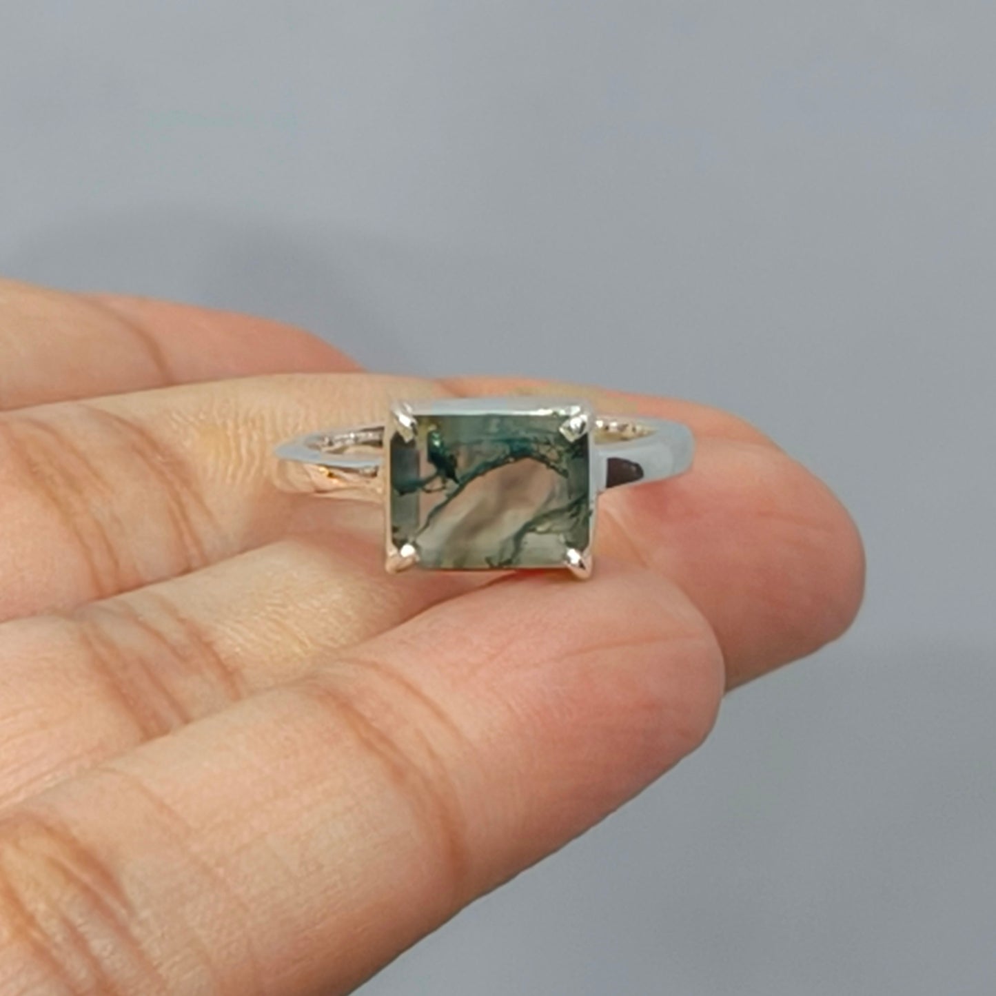 Sterling Silver Moss Agate Ring | Unique Statement Gemstone Jewelry