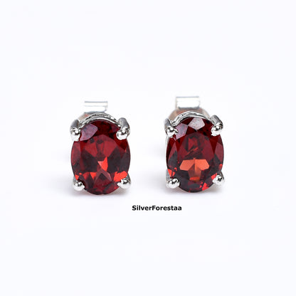 925 Silver Garnet Earrings – Timeless Red Sparkle