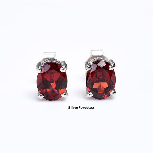 925 Silver Garnet Earrings – Timeless Red Sparkle