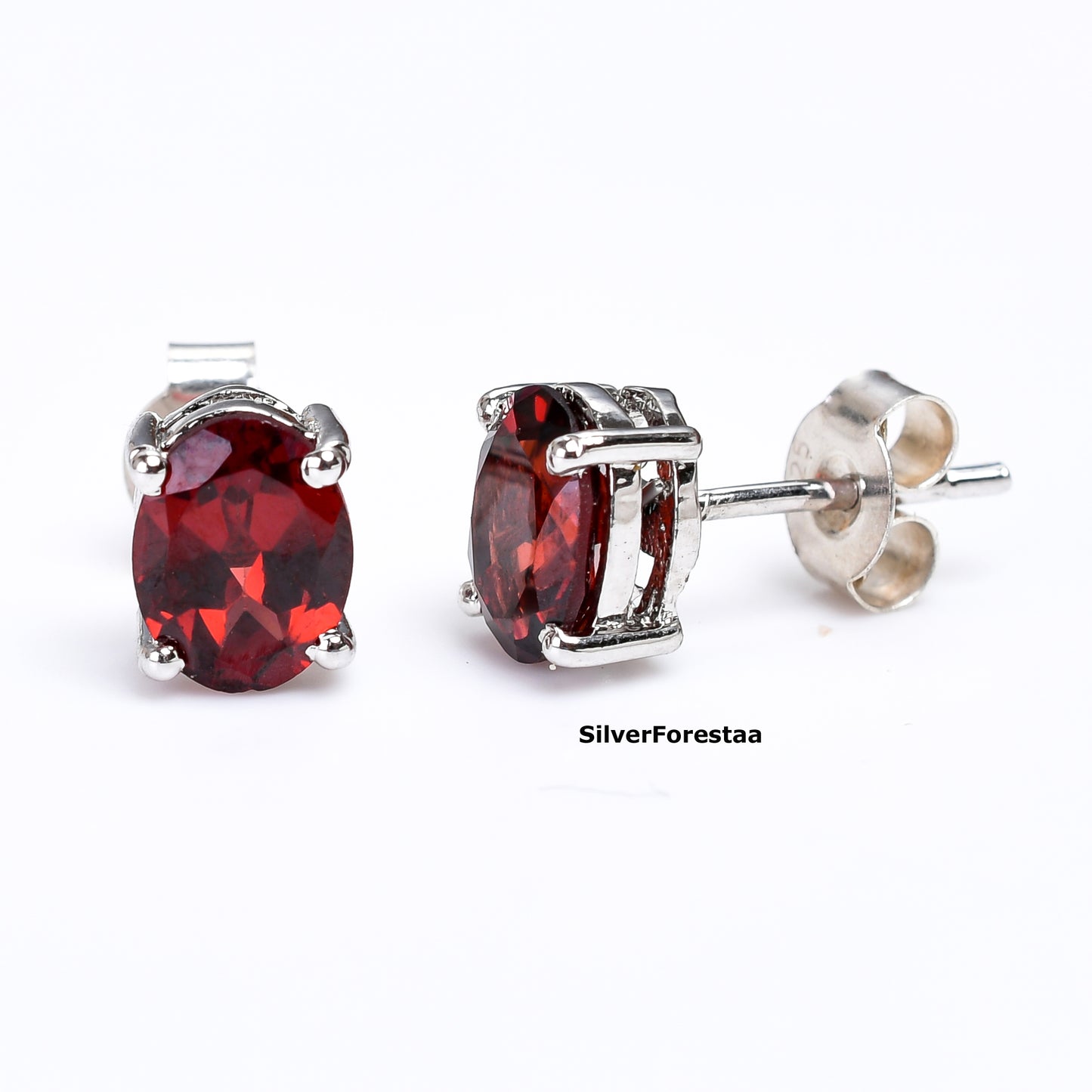 925 Silver Garnet Earrings – Timeless Red Sparkle