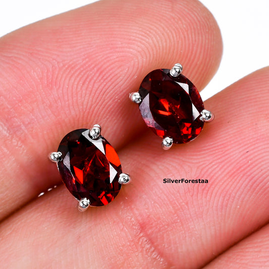 925 Silver Garnet Earrings – Timeless Red Sparkle - SILVERFORESTAA