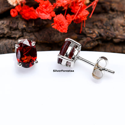 925 Silver Garnet Earrings – Timeless Red Sparkle