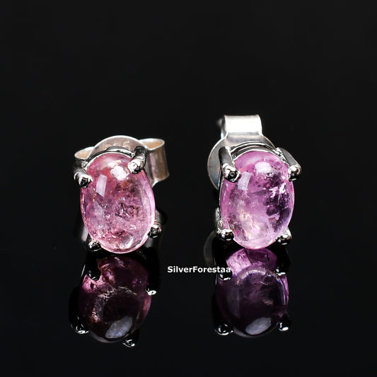 Minimalist Pink Tourmaline Earrings for Women