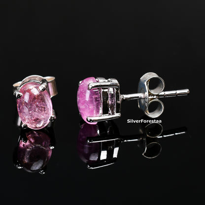 Minimalist Pink Tourmaline Earrings for Women