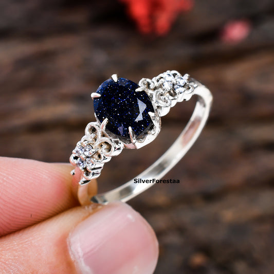 Celestial Spark – Artisan Blue Sandstone Silver Jewelry
