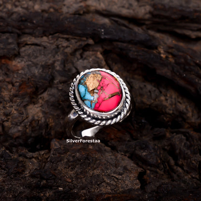 Pastel Spirit Ring – Cotton Candy Turquoise in Rustic Silver