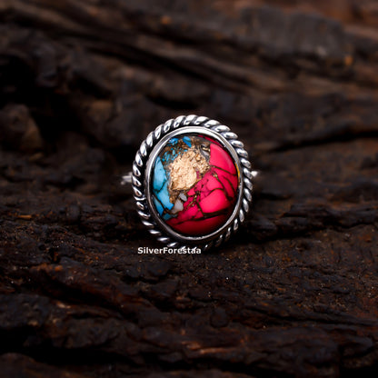 Pastel Spirit Ring – Cotton Candy Turquoise in Rustic Silver