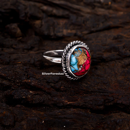 Pastel Spirit Ring – Cotton Candy Turquoise in Rustic Silver