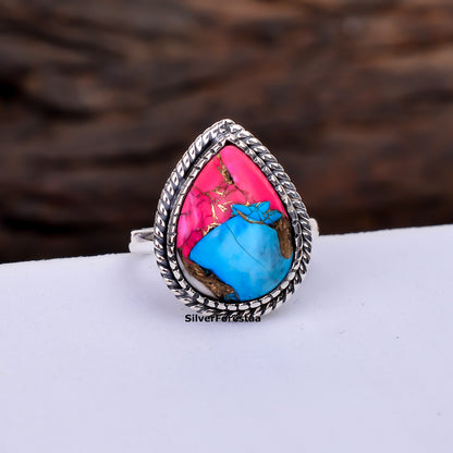 Mystic Artisan Ring – Cotton Candy Turquoise in 925 Silver