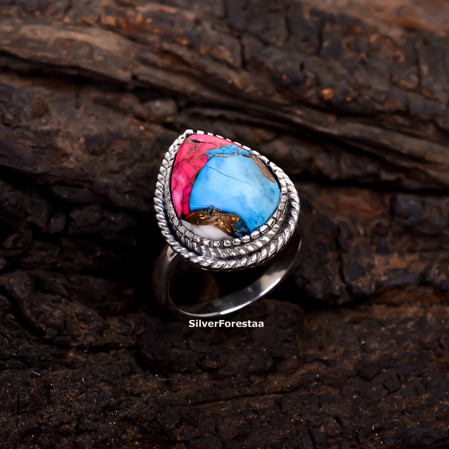 Mystic Artisan Ring – Cotton Candy Turquoise in 925 Silver