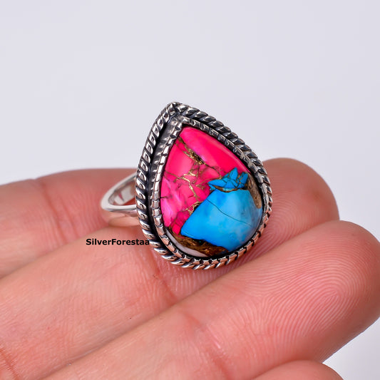 Mystic Artisan Ring – Cotton Candy Turquoise in 925 Silver