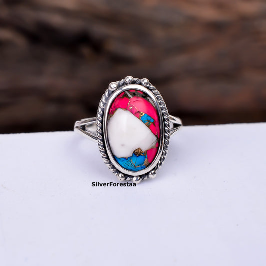 Gypsy Heart – Handcrafted Cotton Candy Turquoise Silver Ring