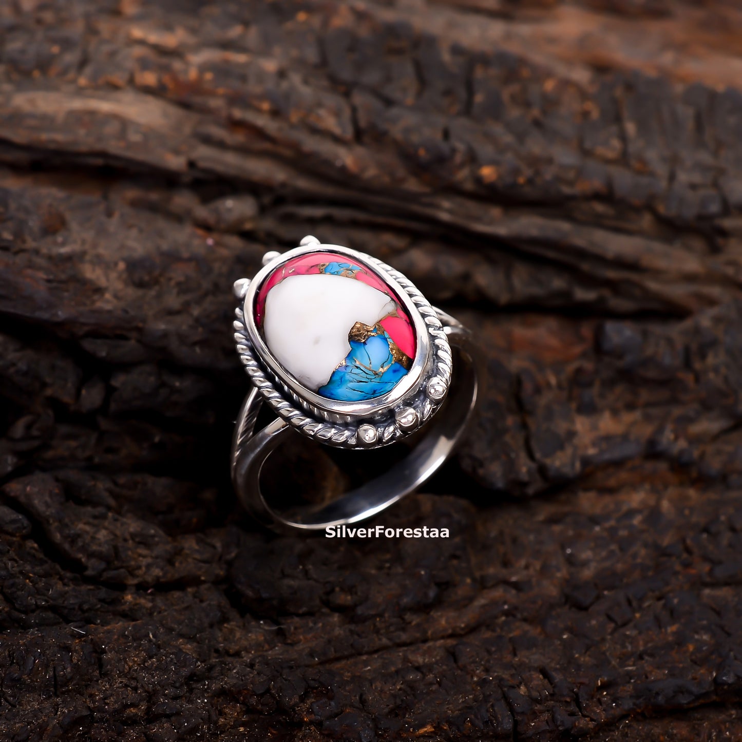 Gypsy Heart – Handcrafted Cotton Candy Turquoise Silver Ring