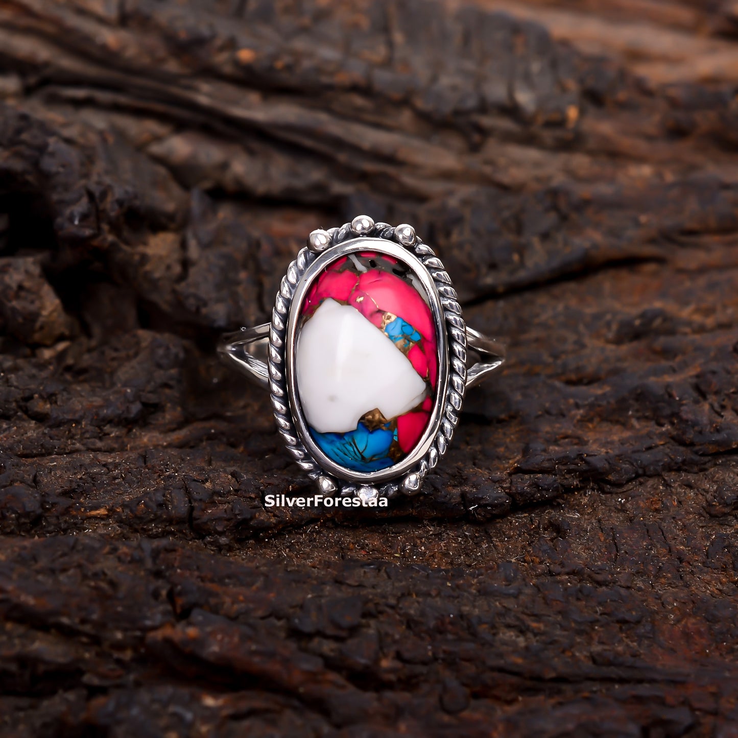 Gypsy Heart – Handcrafted Cotton Candy Turquoise Silver Ring