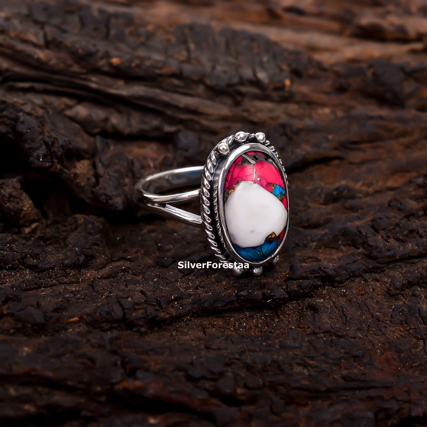 Gypsy Heart – Handcrafted Cotton Candy Turquoise Silver Ring