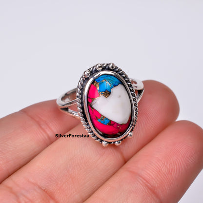 Gypsy Heart – Handcrafted Cotton Candy Turquoise Silver Ring